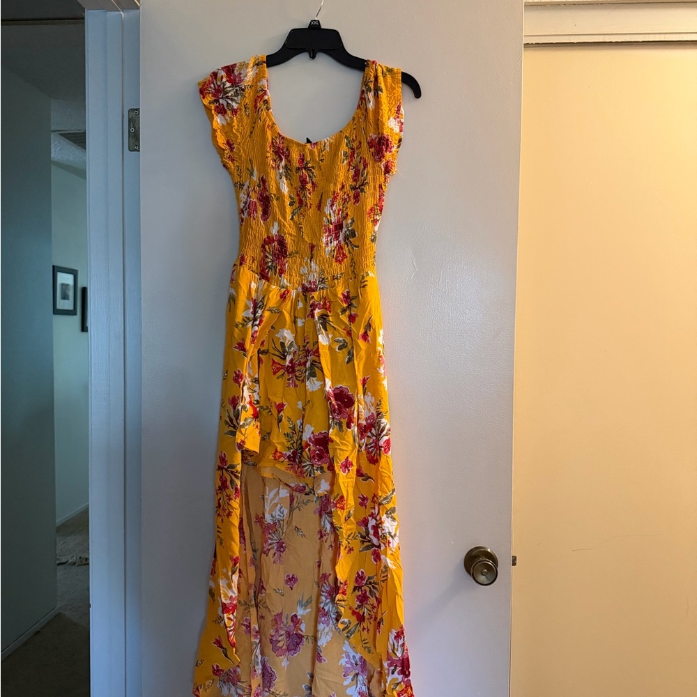 Yellow Floral High-Low shorts jumpsuit